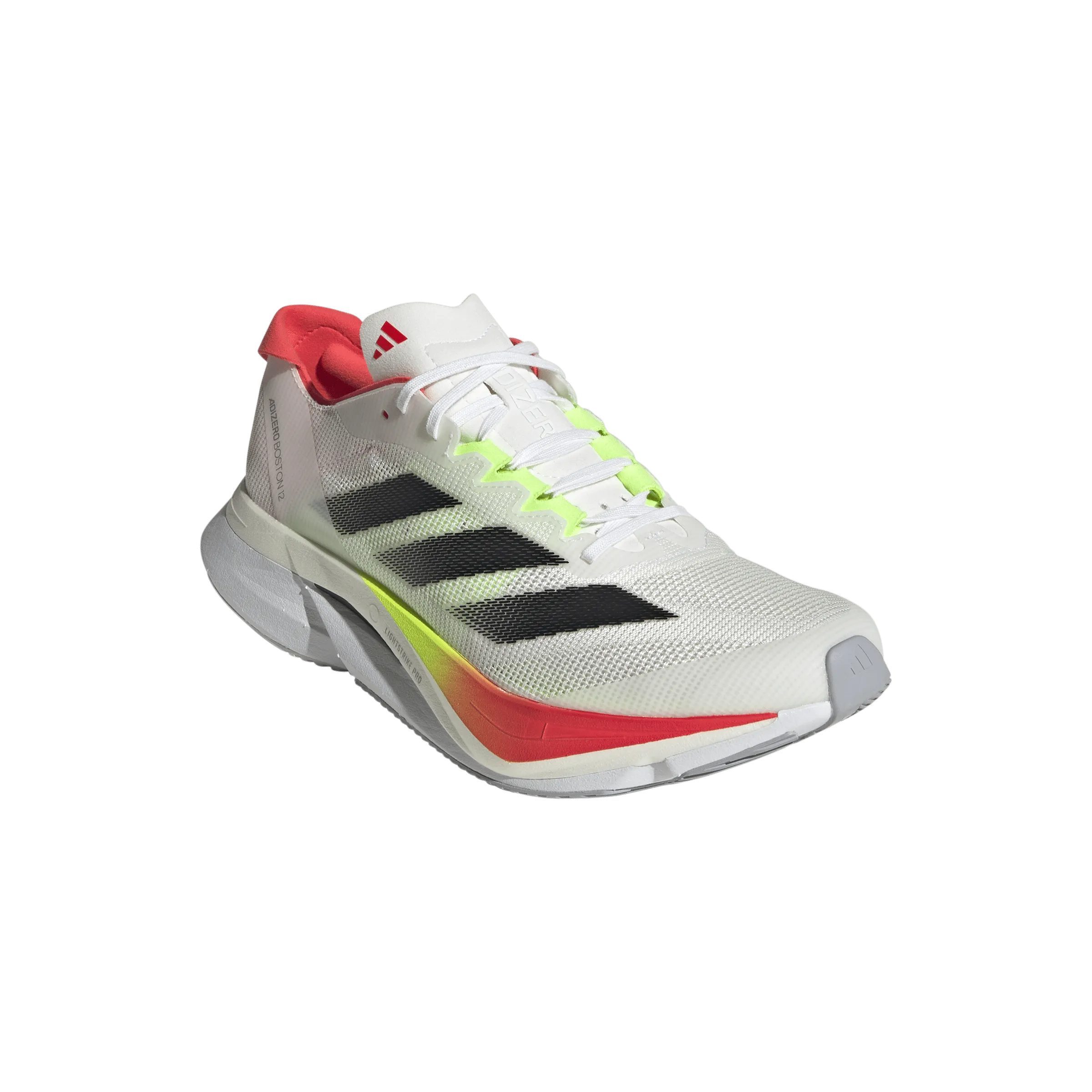 Adidas Femme Boston 12 Chaussures de Course en FTWR Blanc/Noir de Base/Rouge Lucide SS25