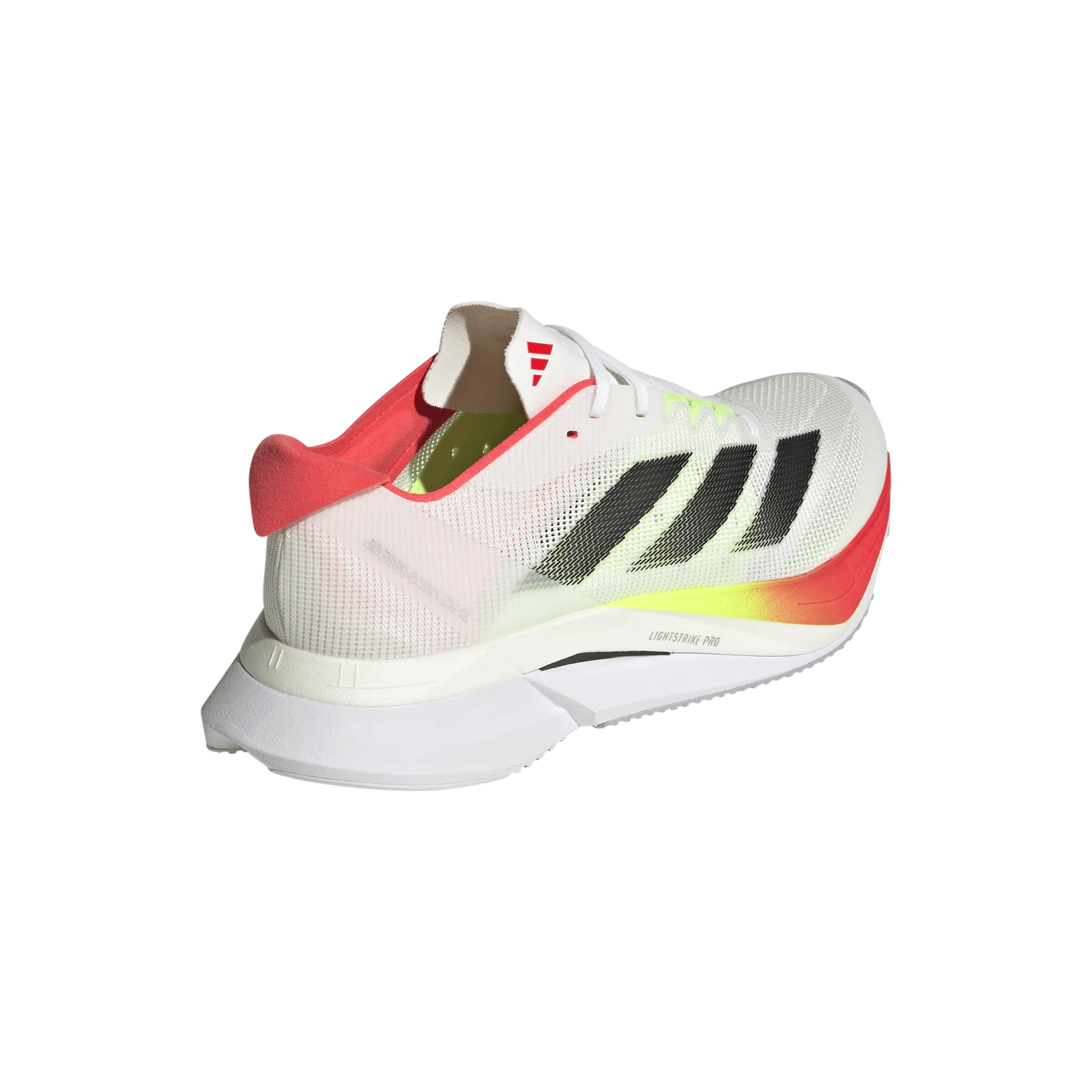 Adidas Femme Boston 12 Chaussures de Course en FTWR Blanc/Noir de Base/Rouge Lucide SS25