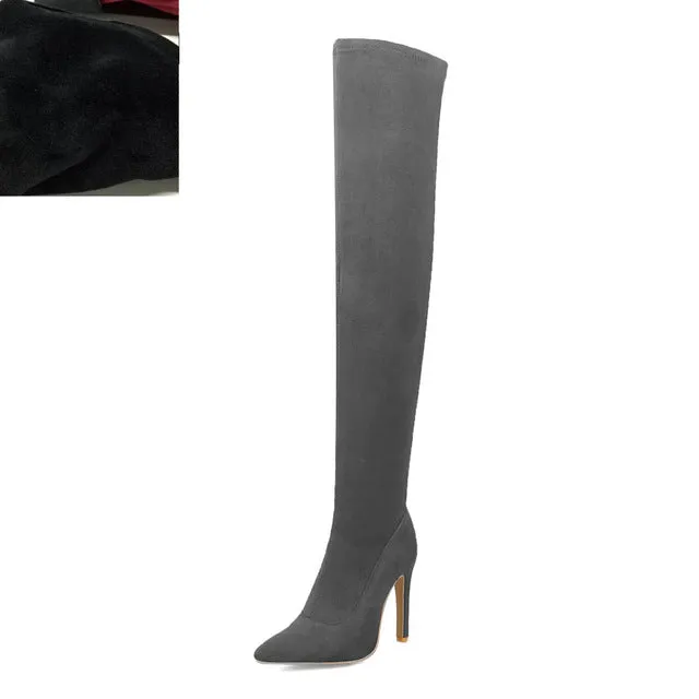 Nouveaux chaussures pour femmes femme Plus Large grande taille 32-48 bottes montantes talons hauts fins sexy Bottes de soirée botas de mujer 2019 Fashion Nova Shoes