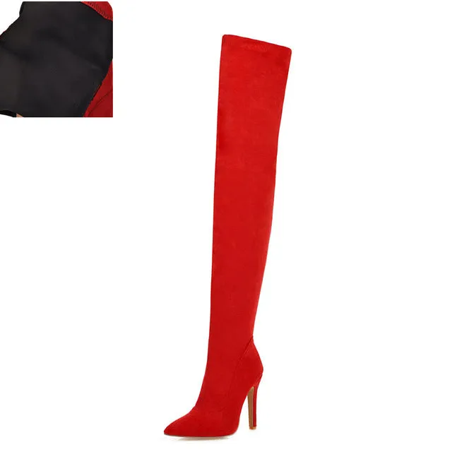 Nouveaux chaussures pour femmes femme Plus Large grande taille 32-48 bottes montantes talons hauts fins sexy Bottes de soirée botas de mujer 2019 Fashion Nova Shoes