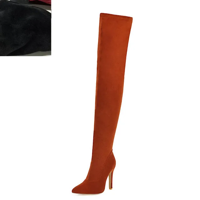 Nouveaux chaussures pour femmes femme Plus Large grande taille 32-48 bottes montantes talons hauts fins sexy Bottes de soirée botas de mujer 2019 Fashion Nova Shoes