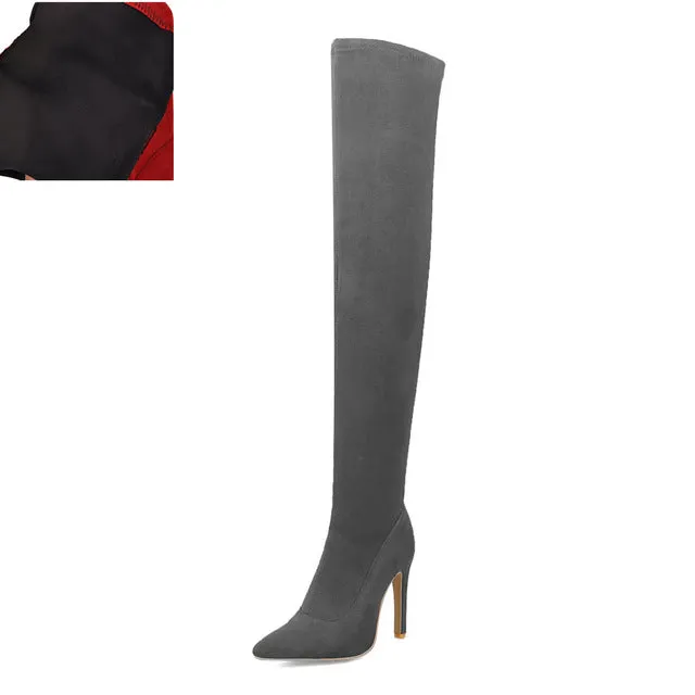 Nouveaux chaussures pour femmes femme Plus Large grande taille 32-48 bottes montantes talons hauts fins sexy Bottes de soirée botas de mujer 2019 Fashion Nova Shoes