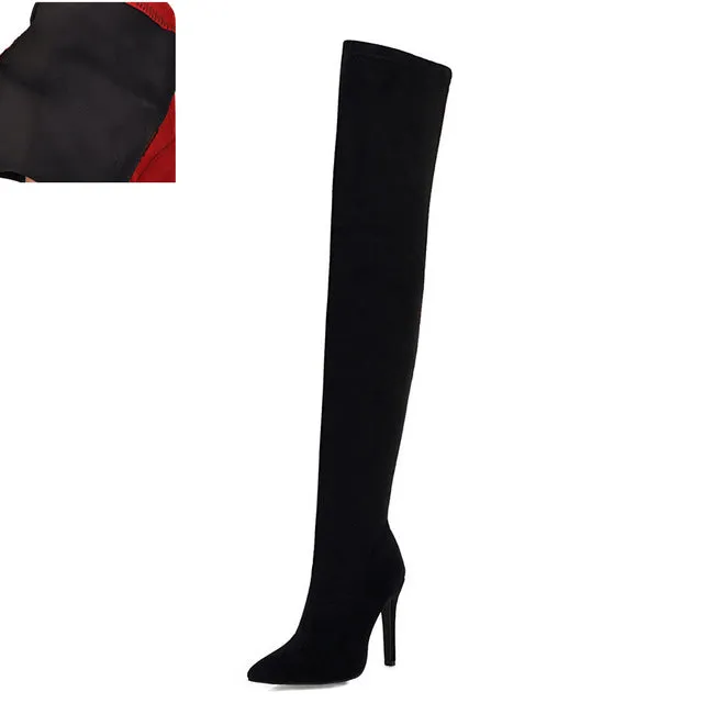 Nouveaux chaussures pour femmes femme Plus Large grande taille 32-48 bottes montantes talons hauts fins sexy Bottes de soirée botas de mujer 2019 Fashion Nova Shoes