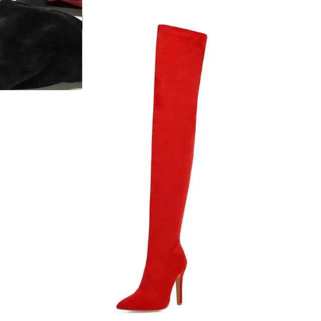 Nouveaux chaussures pour femmes femme Plus Large grande taille 32-48 bottes montantes talons hauts fins sexy Bottes de soirée botas de mujer 2019 Fashion Nova Shoes