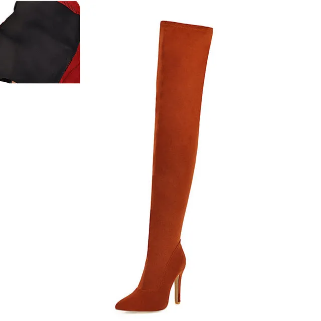 Nouveaux chaussures pour femmes femme Plus Large grande taille 32-48 bottes montantes talons hauts fins sexy Bottes de soirée botas de mujer 2019 Fashion Nova Shoes