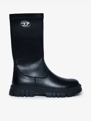 Bottes en cuir Diesel Girls avec logo en noir