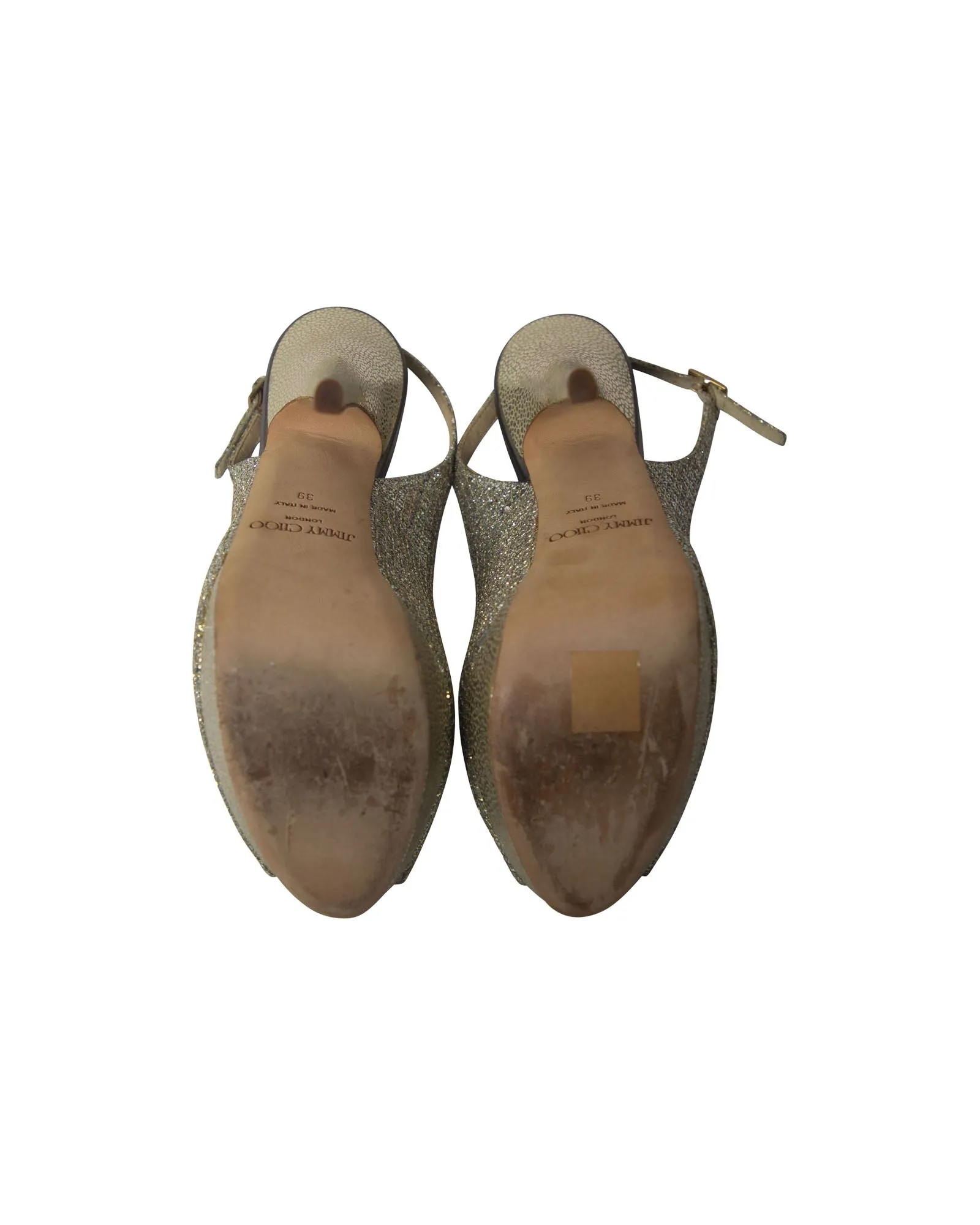 Jimmy Choo Vita Escarpins Pailletés en Cuir Champagne