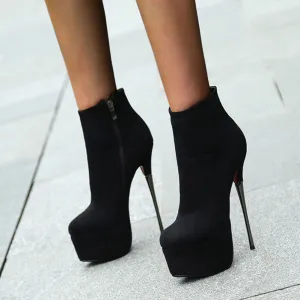 Karinluna Plateforme de Vente Chaude Bottes Élégantes pour Femme Bottes Sexy Fétichisme Extrême Talons Hauts Fins Bottes à la Cheville à Fermeture Éclair pour Femme Chaussures de Mode Nova Shoes