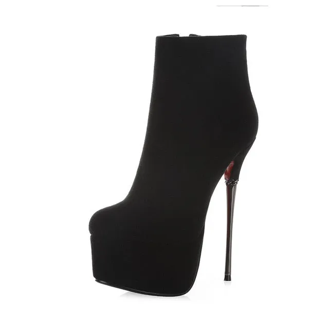 Karinluna Plateforme de Vente Chaude Bottes Élégantes pour Femme Bottes Sexy Fétichisme Extrême Talons Hauts Fins Bottes à la Cheville à Fermeture Éclair pour Femme Chaussures de Mode Nova Shoes
