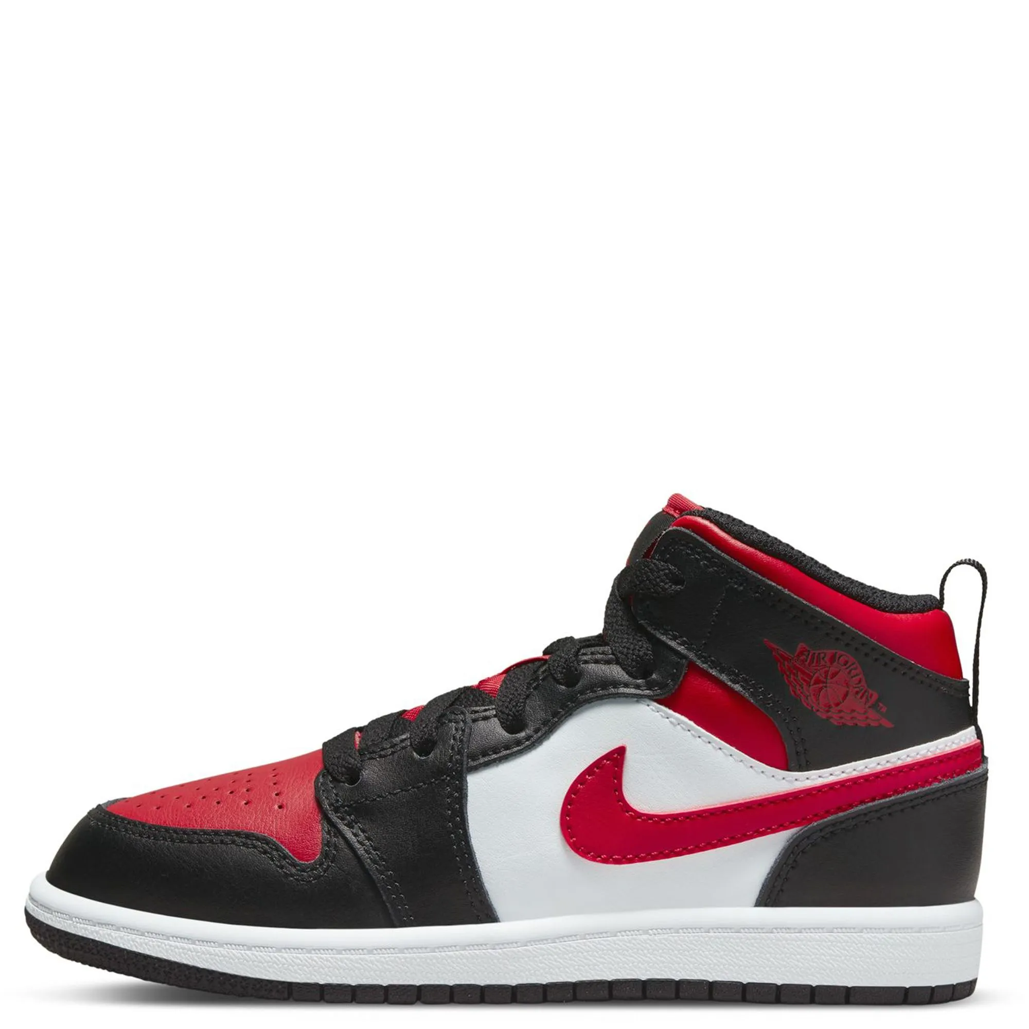 Nike Chaussures Jordan 1 Mid Enfant - Noir / Rouge Feu / Blanc