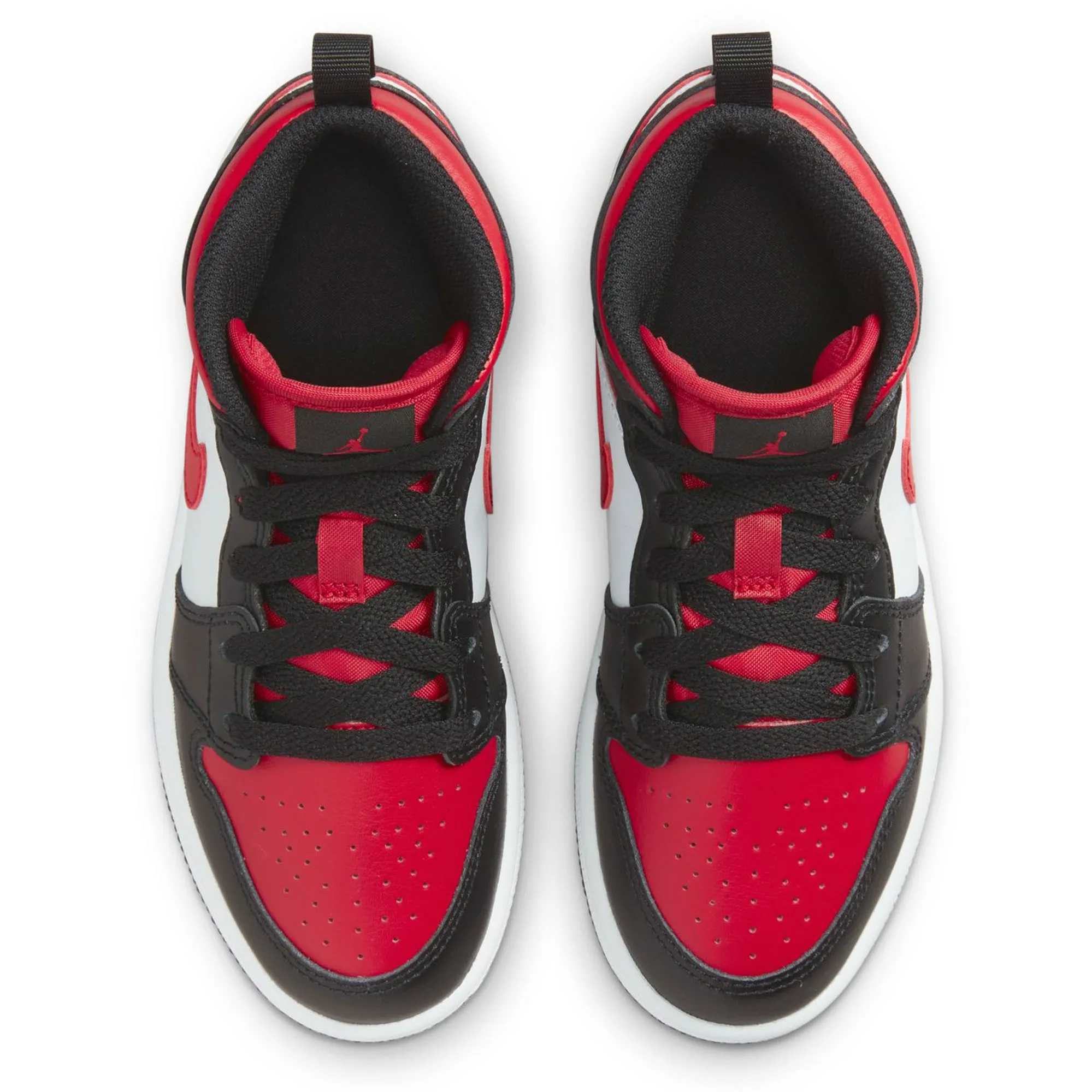 Nike Chaussures Jordan 1 Mid Enfant - Noir / Rouge Feu / Blanc