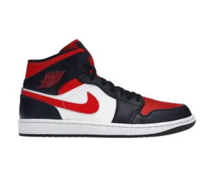 Nike Chaussures Jordan 1 Mid Enfant - Noir / Rouge Feu / Blanc