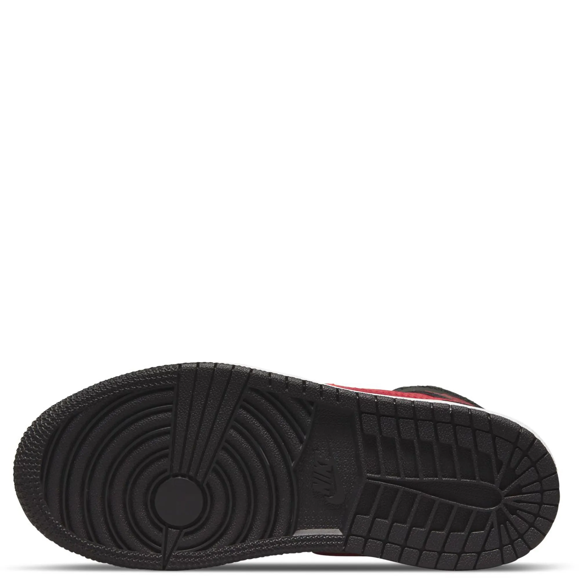 Nike Chaussures Jordan 1 Mid Enfant - Noir / Rouge Feu / Blanc