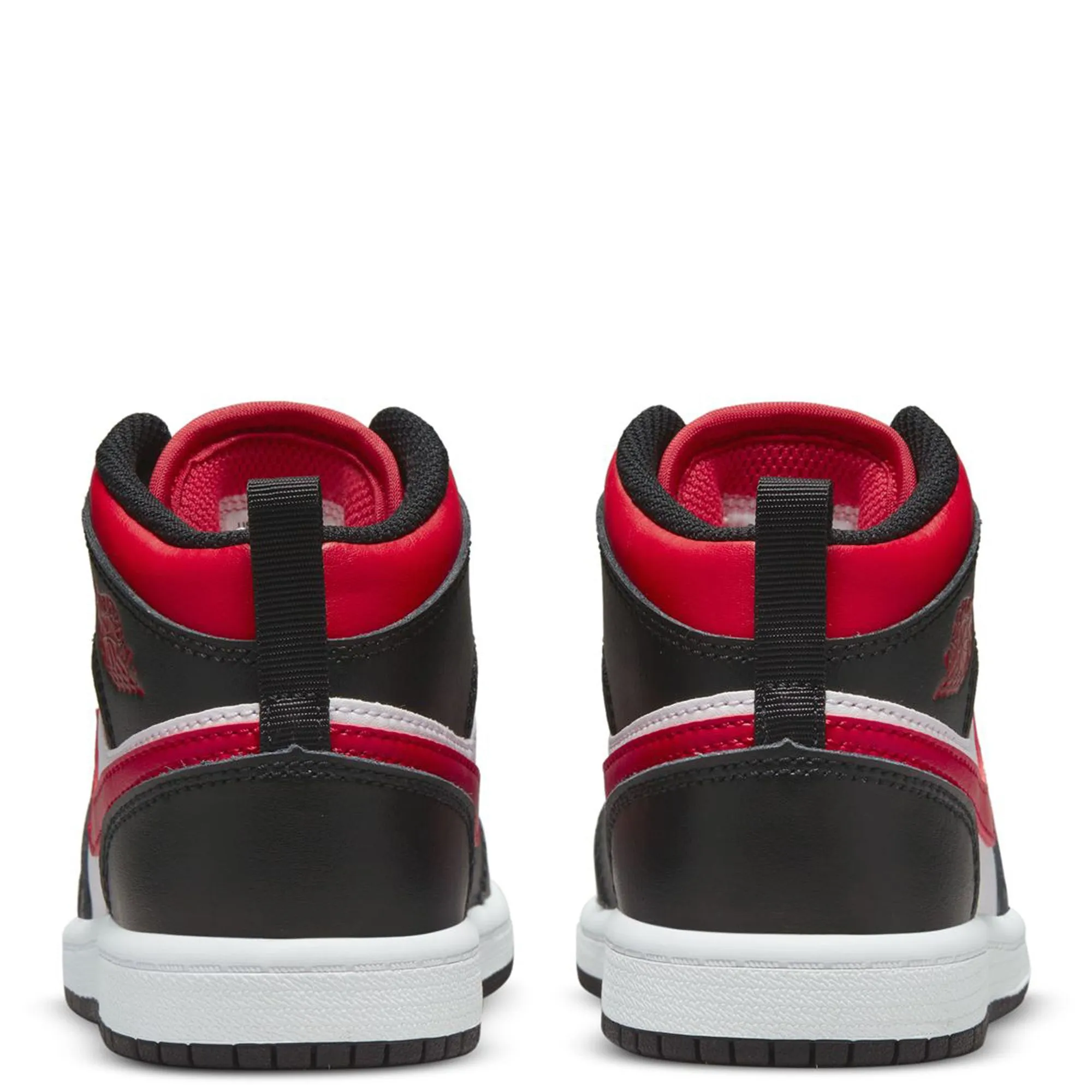 Nike Chaussures Jordan 1 Mid Enfant - Noir / Rouge Feu / Blanc