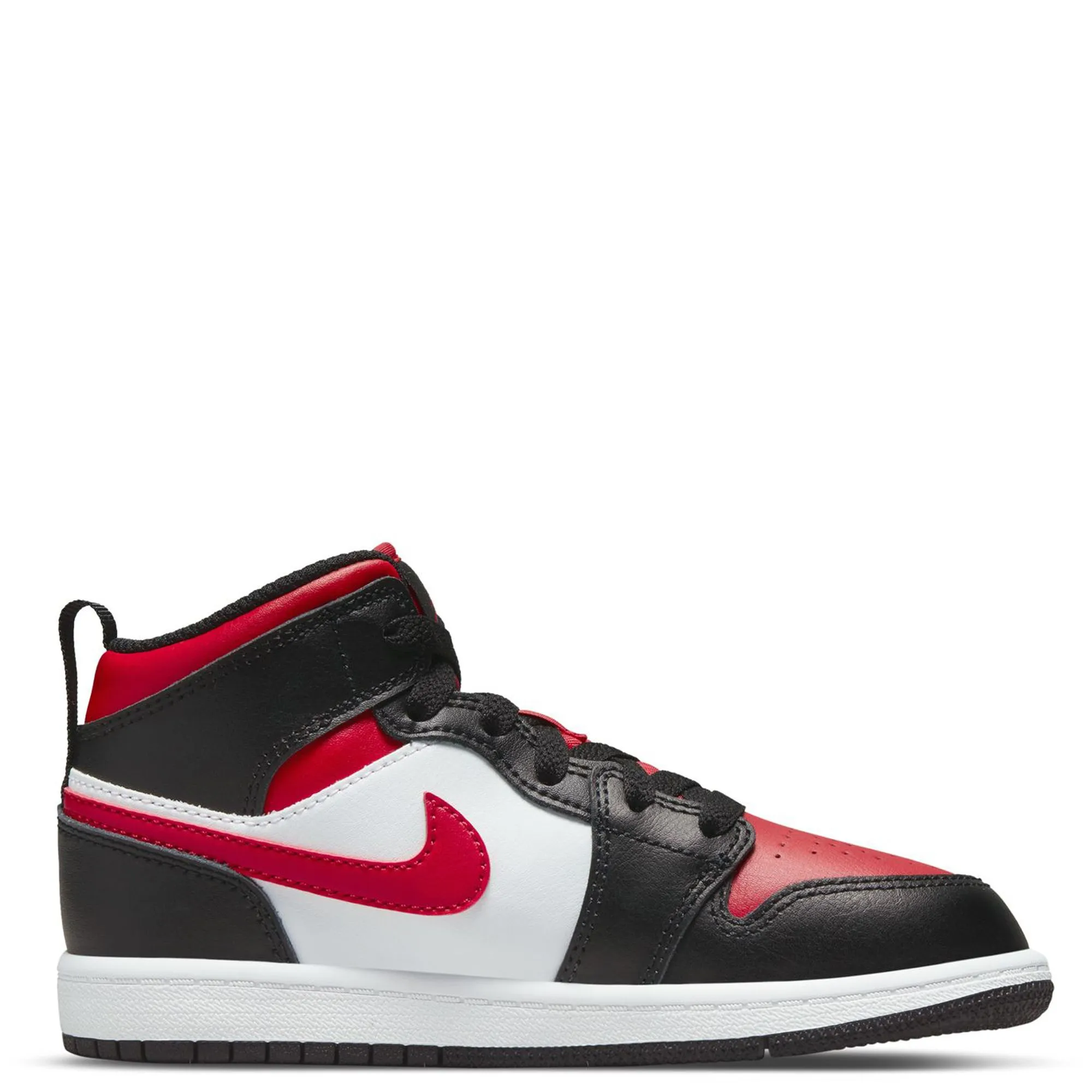 Nike Chaussures Jordan 1 Mid Enfant - Noir / Rouge Feu / Blanc