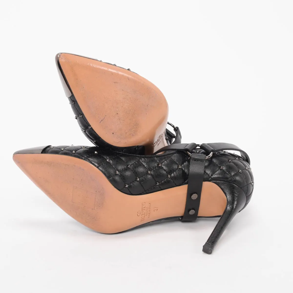 Escarpins Valentino Black Nappa Rockstud Spike pointure 37