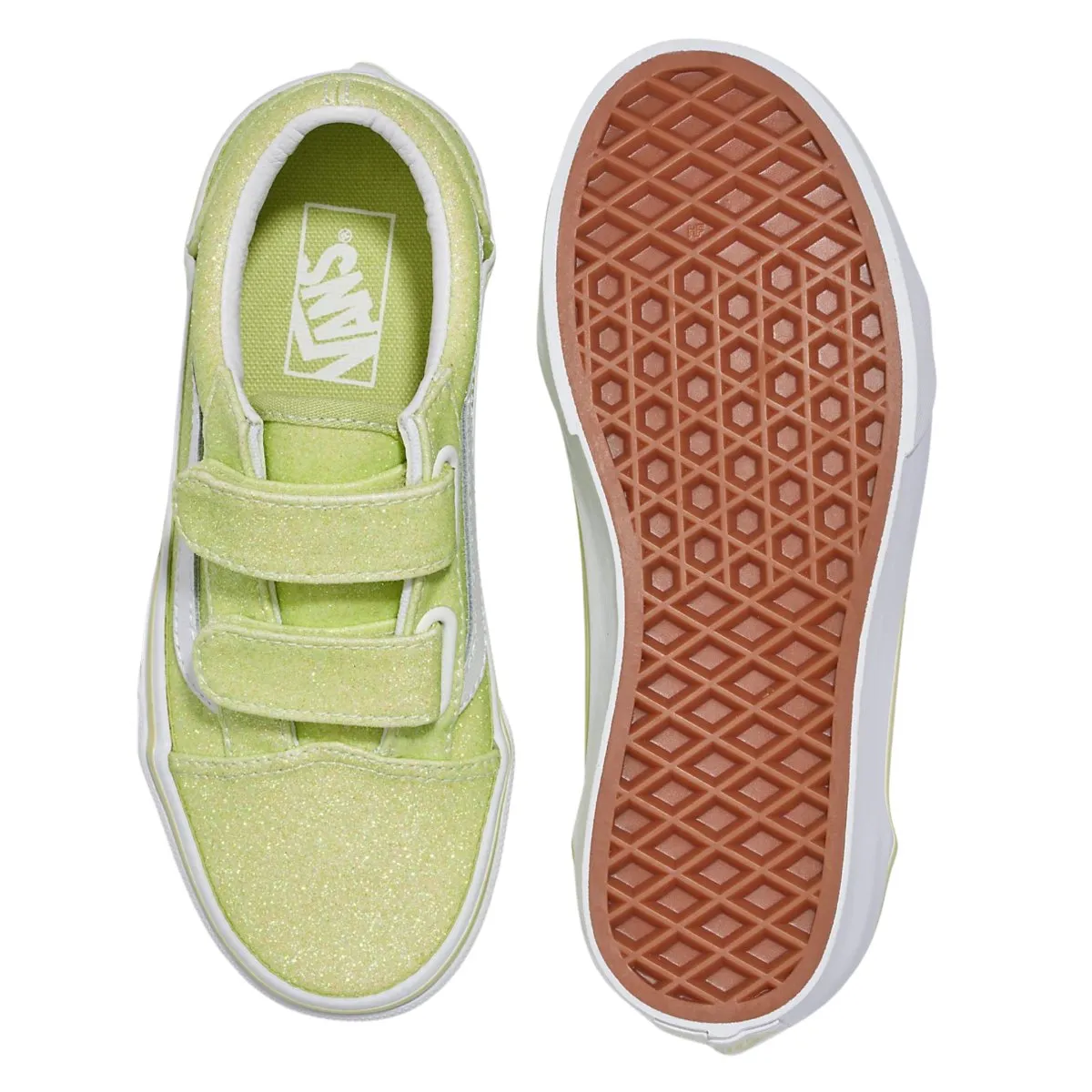 Vans Girl's (Préscolaire) Old Skool V Pailleté Vert Lime Sorbet