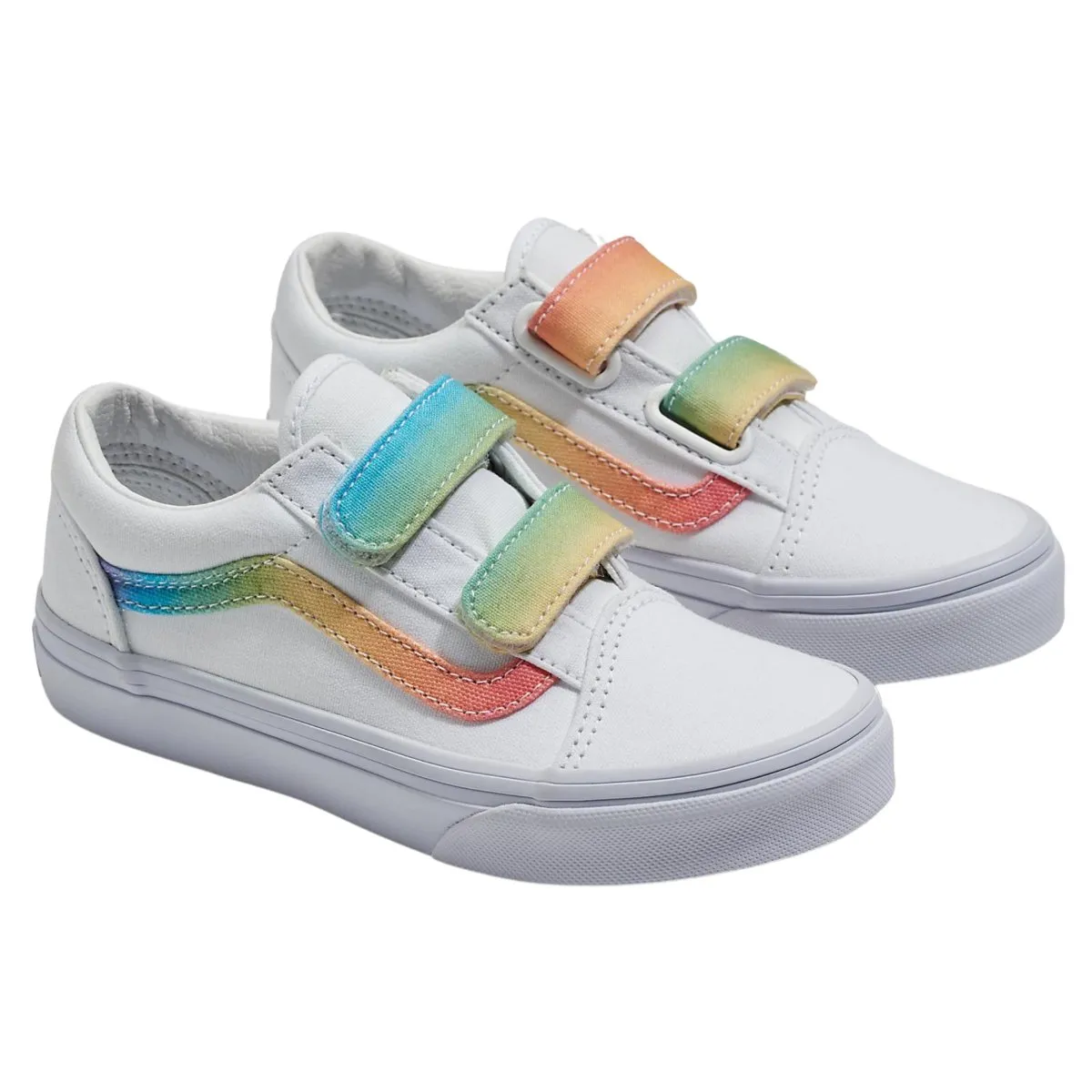 Vans Girl's (Préscolaire) Old Skool V Arc-en-ciel/Blanc Véritable/Multicolore